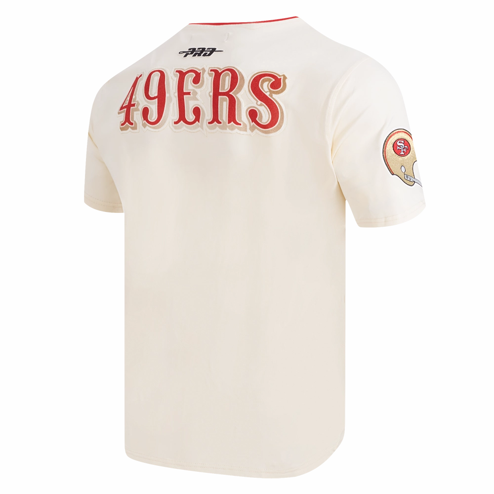NFL SAN FRANCISCO 49ERS RETRO CASCADE MEN'S RINGER TEE (EGGSHELL/ RED)