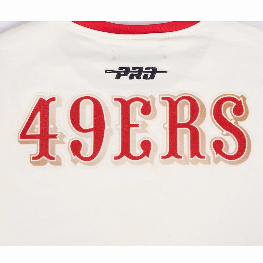 NFL SAN FRANCISCO 49ERS RETRO CASCADE MEN'S RINGER TEE (EGGSHELL/ RED)