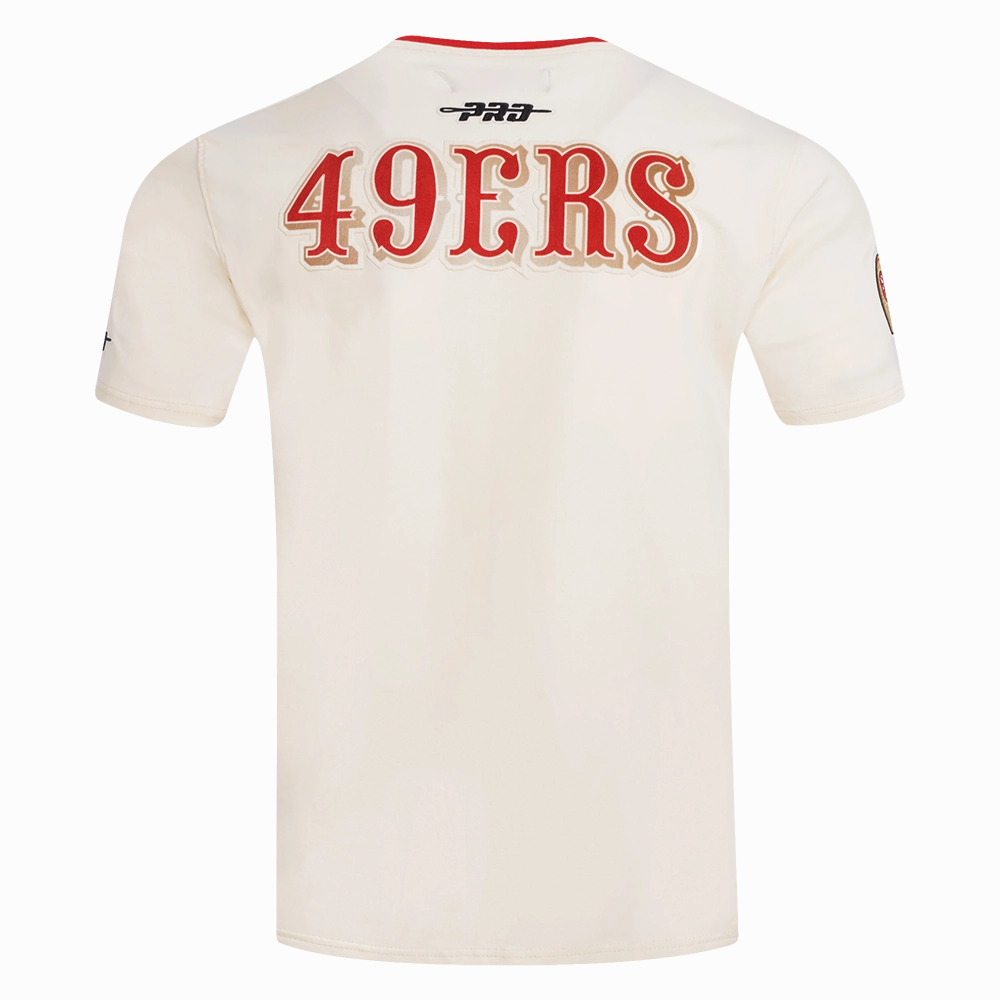 NFL SAN FRANCISCO 49ERS RETRO CASCADE MEN'S RINGER TEE (EGGSHELL/ RED)
