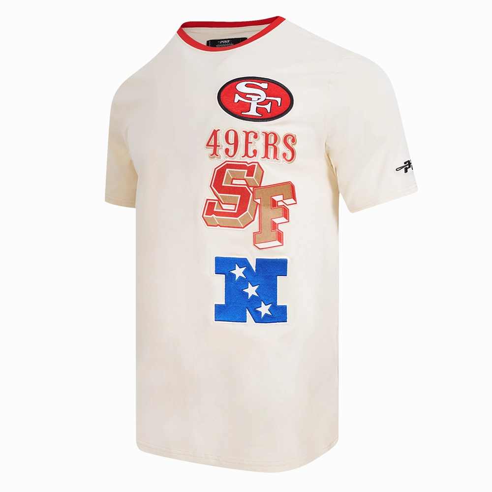 NFL SAN FRANCISCO 49ERS RETRO CASCADE MEN'S RINGER TEE (EGGSHELL/ RED)