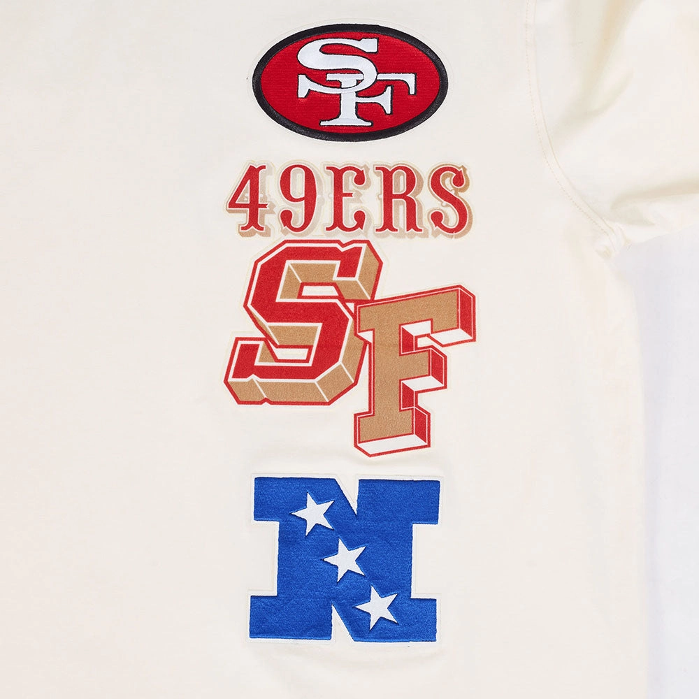 NFL SAN FRANCISCO 49ERS RETRO CASCADE MEN'S RINGER TEE (EGGSHELL/ RED)