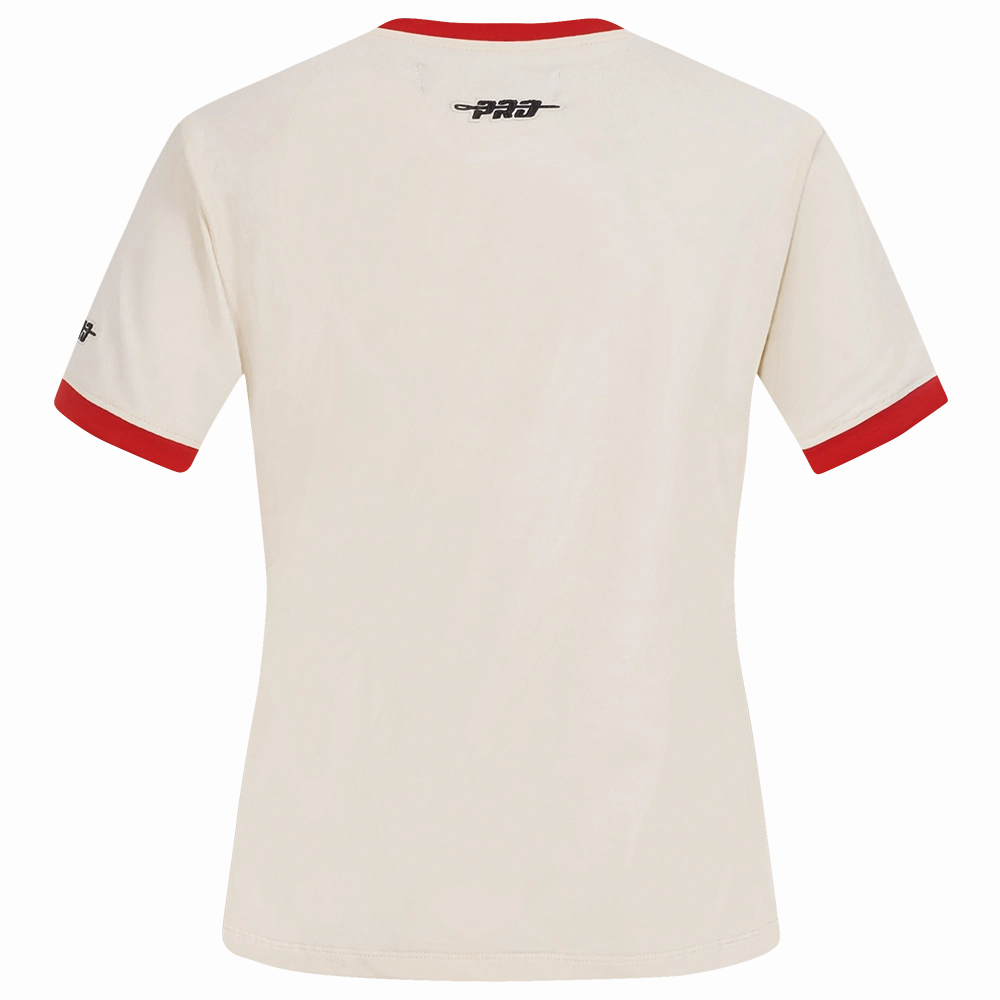 NFL SAN FRANCISCO 49ERS RETRO CASCADE WOMEN'S RINGER TEE (EGGSHELL/ RED)