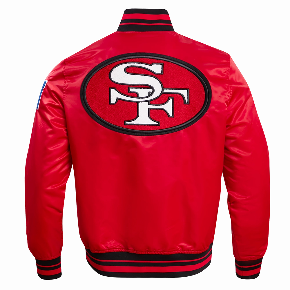 NFL SAN FRANCISCO 49ERS RETRO CLASSIC MEN'S RIB SATIN JACKET (RED/BLACK)
