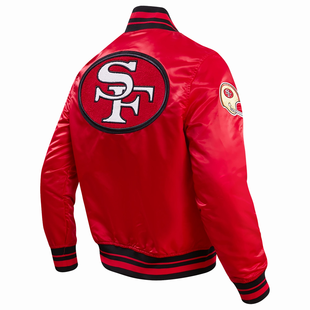 NFL SAN FRANCISCO 49ERS RETRO CLASSIC MEN'S RIB SATIN JACKET (RED/BLACK)