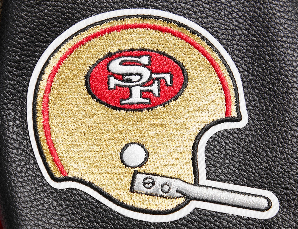 NFL SAN FRANCISCO 49ERS RETRO CLASSIC MEN'S RIB WOOL VARSITY JACKET (BLACK/RED/BLACK)