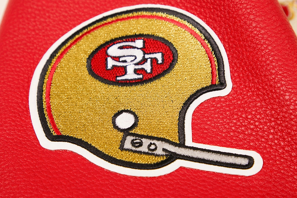 NFL SAN FRANCISCO 49ERS RETRO CLASSIC MEN'S RIB WOOL VARSITY JACKET (EGGSHELL/ RED)