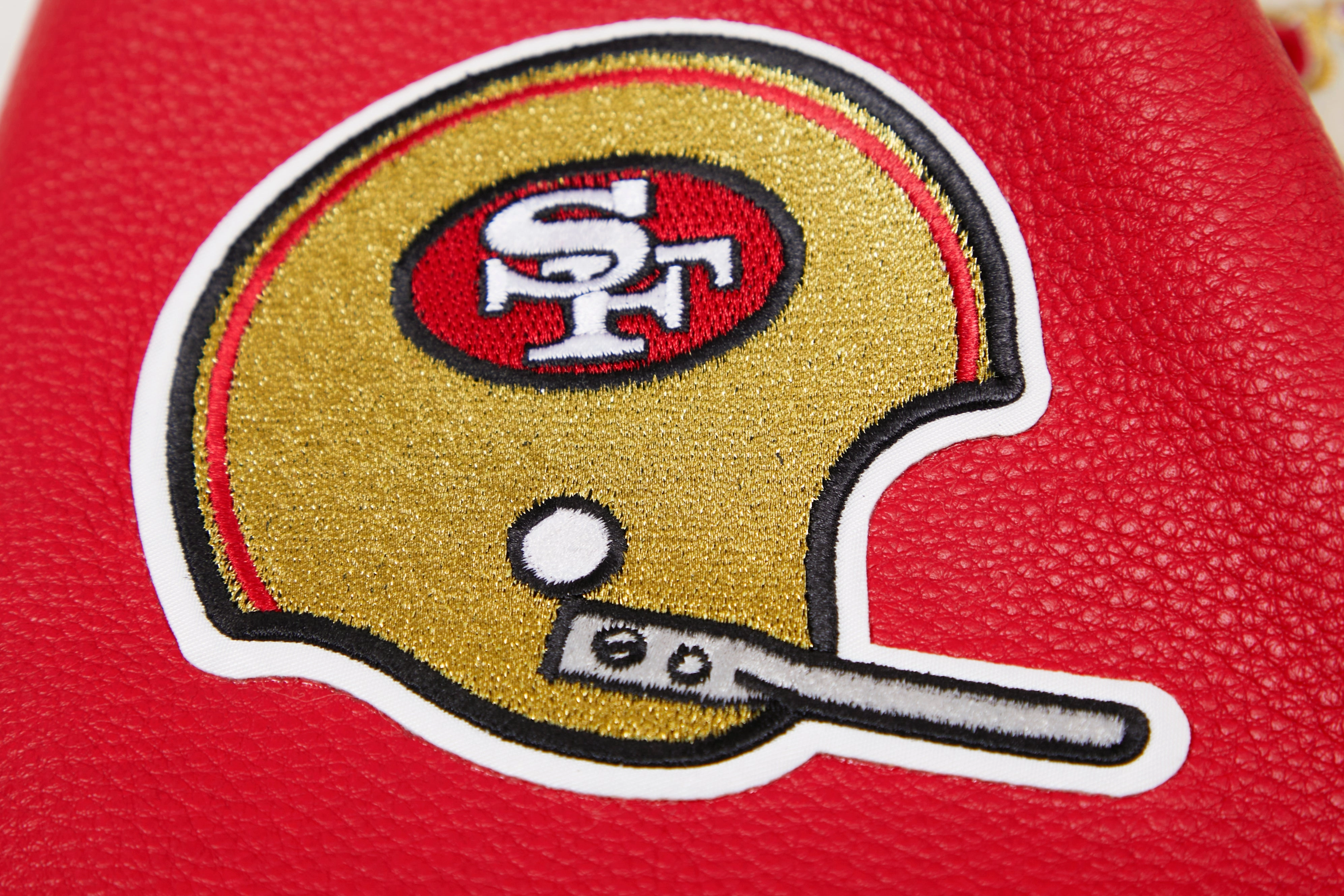 NFL SAN FRANCISCO 49ERS RETRO CLASSIC MEN'S RIB WOOL VARSITY JACKET (EGGSHELL/ RED)