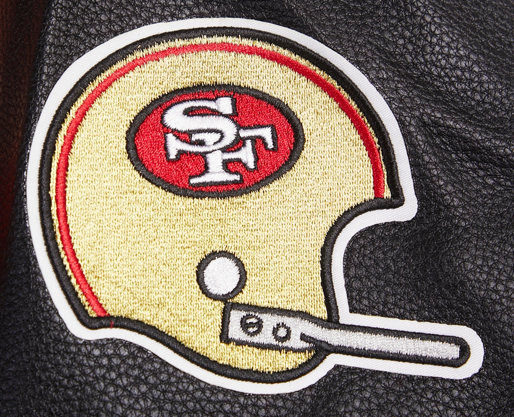 NFL SAN FRANCISCO 49ERS RETRO CLASSIC MEN'S RIB WOOL VARSITY JACKET (RED/BLACK)