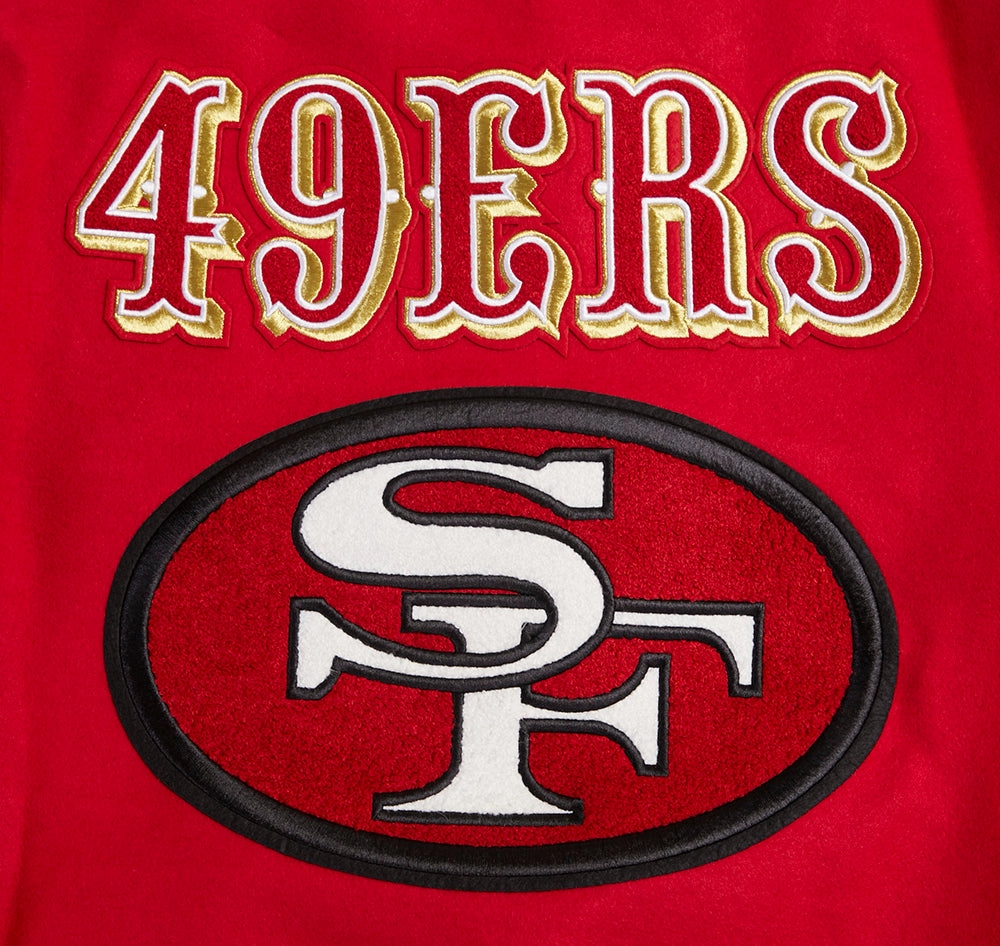 NFL SAN FRANCISCO 49ERS RETRO CLASSIC MEN'S RIB WOOL VARSITY JACKET (RED/BLACK)