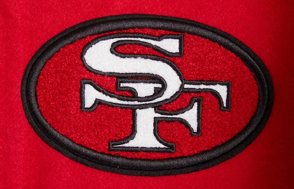 NFL SAN FRANCISCO 49ERS RETRO CLASSIC MEN'S RIB WOOL VARSITY JACKET (RED/BLACK)