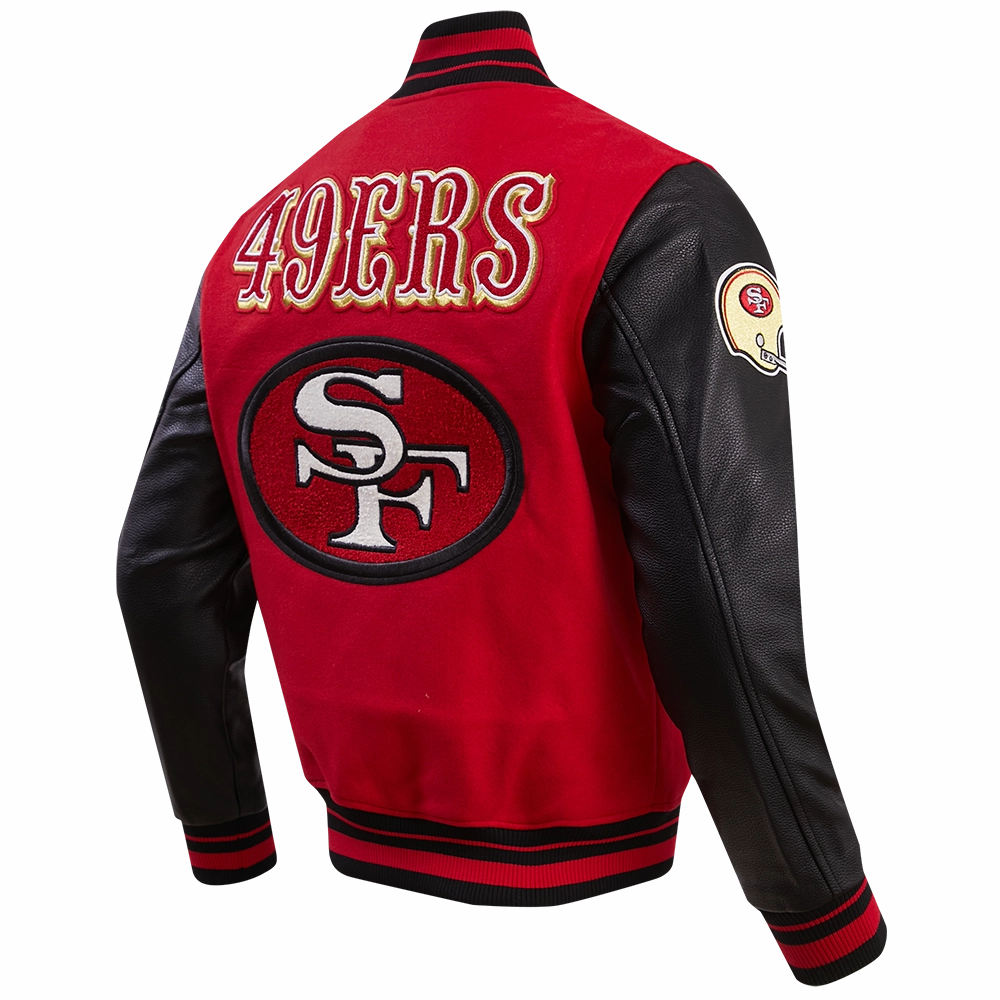 NFL SAN FRANCISCO 49ERS RETRO CLASSIC MEN'S RIB WOOL VARSITY JACKET (RED/BLACK)