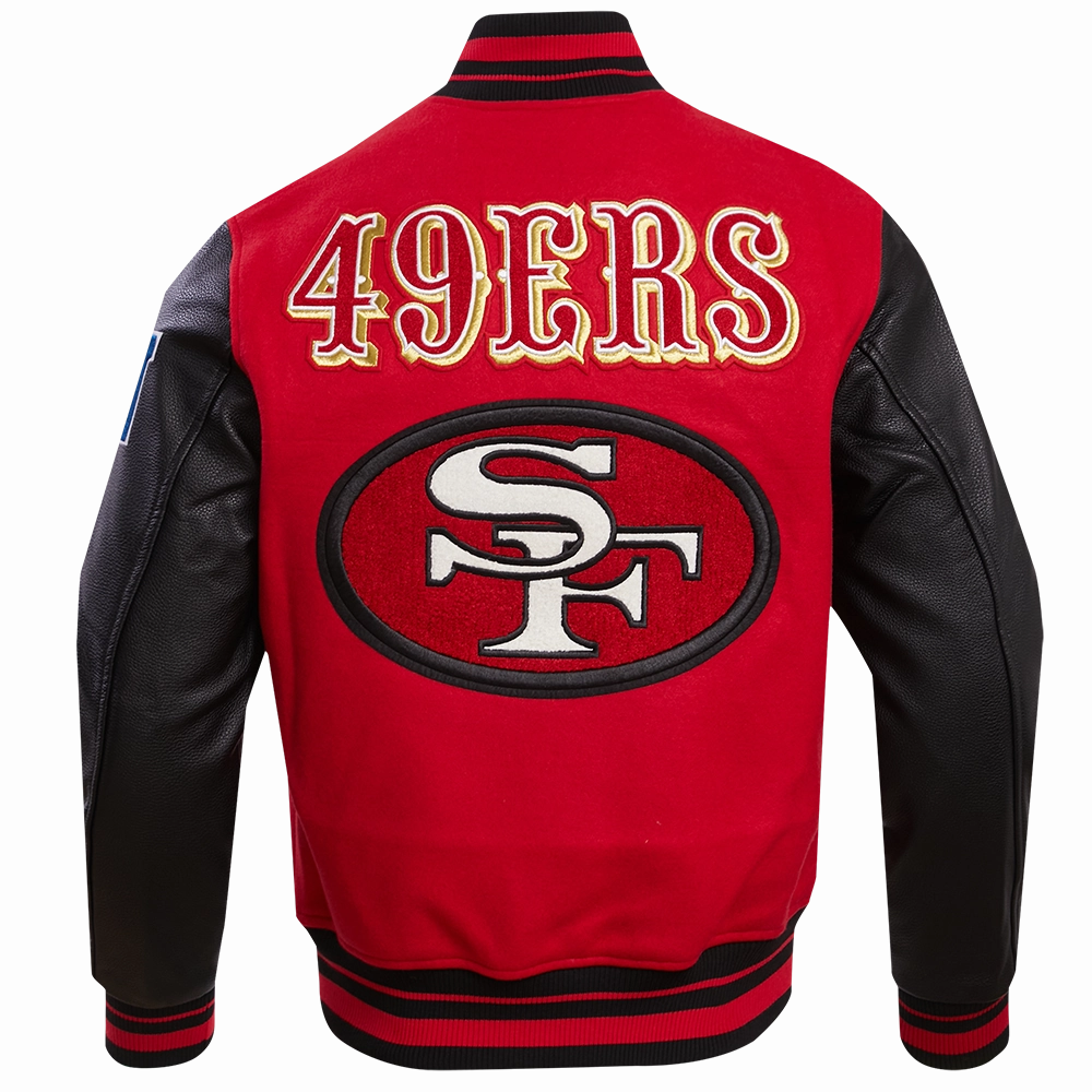 NFL SAN FRANCISCO 49ERS RETRO CLASSIC MEN'S RIB WOOL VARSITY JACKET (RED/BLACK)