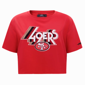 NFL SAN FRANCISCO 49ERS RETRO ELEVATION WOMEN'S SINGLE JERSEY BOXY TEE (RED)