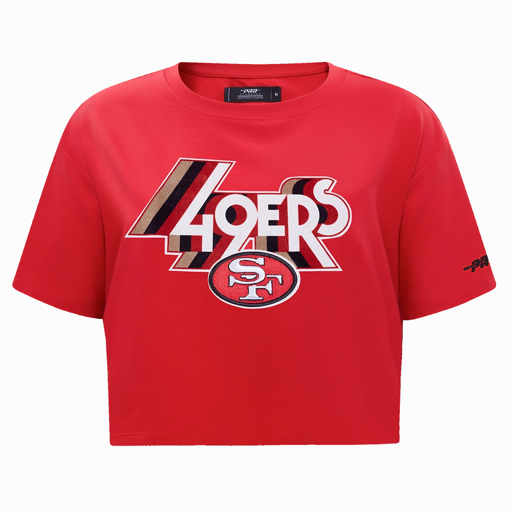 NFL SAN FRANCISCO 49ERS RETRO ELEVATION WOMEN'S SINGLE JERSEY BOXY TEE (RED)
