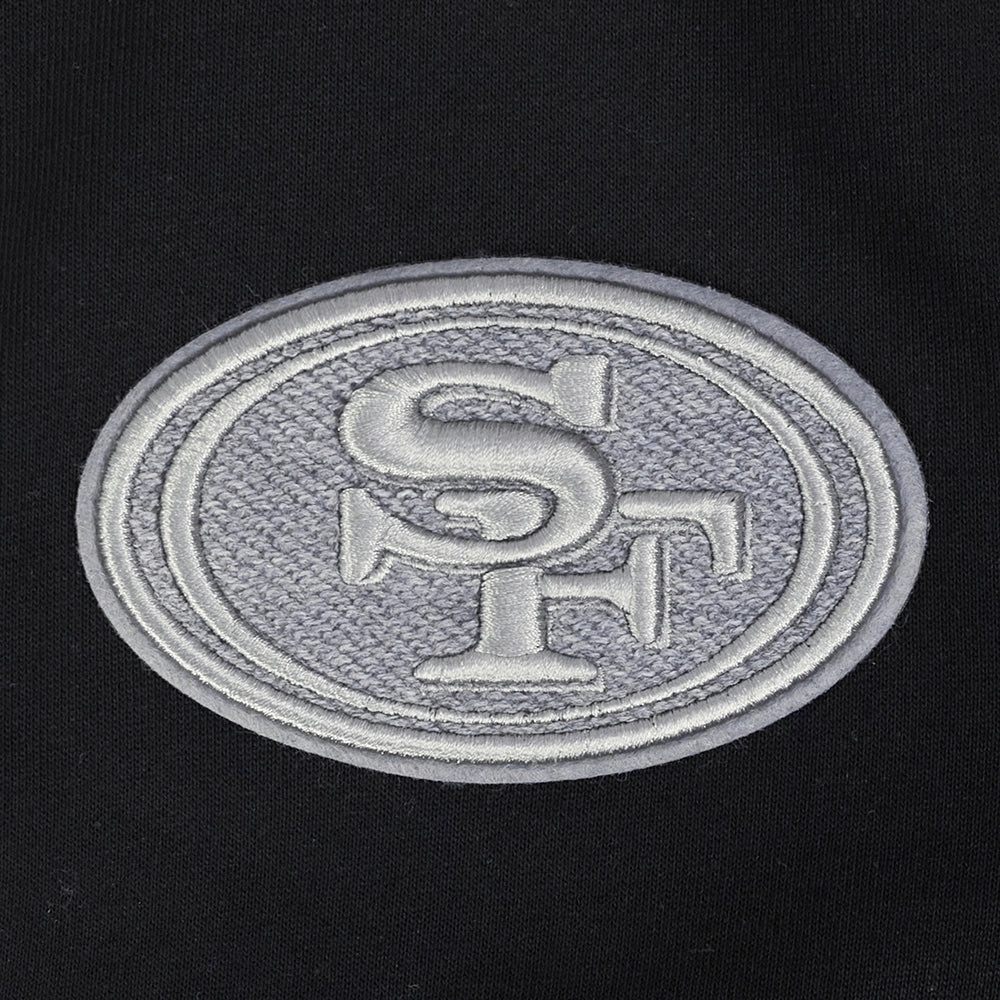 NFL SAN FRANCISCO 49ERS REVERSE FRENCH TERRY WOMEN'S COLOR BLOCK FLEECE FULL ZIP HOODIE (BLACK/GRAY/EGGSHELL)