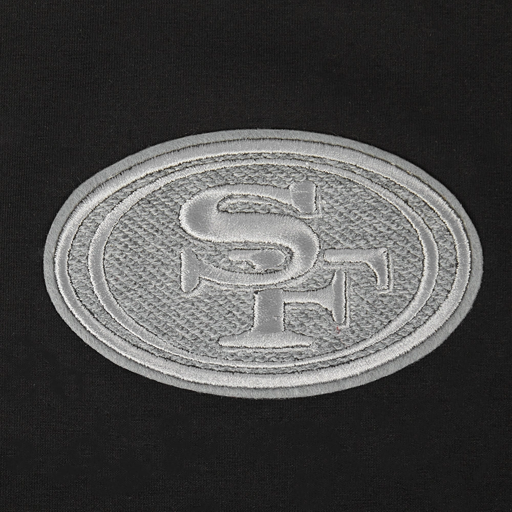NFL SAN FRANCISCO 49ERS REVERSE FRENCH TERRY WOMEN'S SINGLE JERSEY BOXY TEE (BLACK)