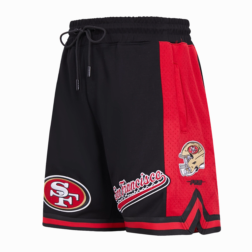 NFL SAN FRANCISCO 49ERS SCRIPT TAIL MEN'S DOUBLE KNIT 2.0 SHORT (BLACK/RED)