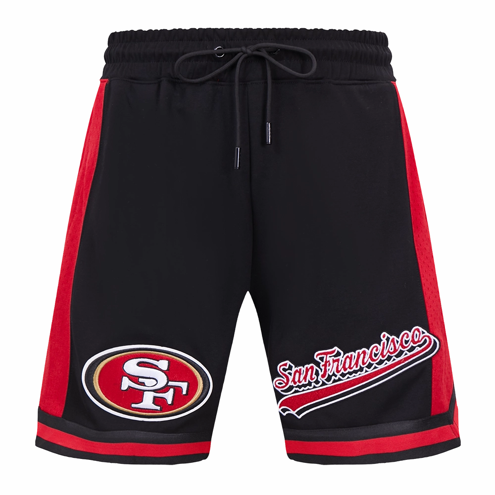 NFL SAN FRANCISCO 49ERS SCRIPT TAIL MEN'S DOUBLE KNIT 2.0 SHORT (BLACK/RED)