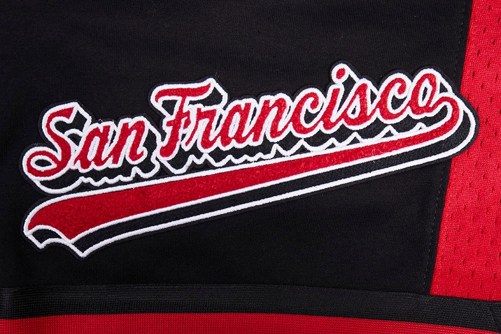 NFL SAN FRANCISCO 49ERS SCRIPT TAIL MEN'S DOUBLE KNIT 2.0 SHORT (BLACK/RED)