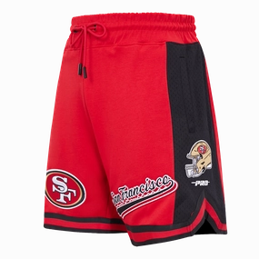 NFL SAN FRANCISCO 49ERS SCRIPT TAIL MEN'S DOUBLE KNIT 2.0 SHORT (RED/BLACK)