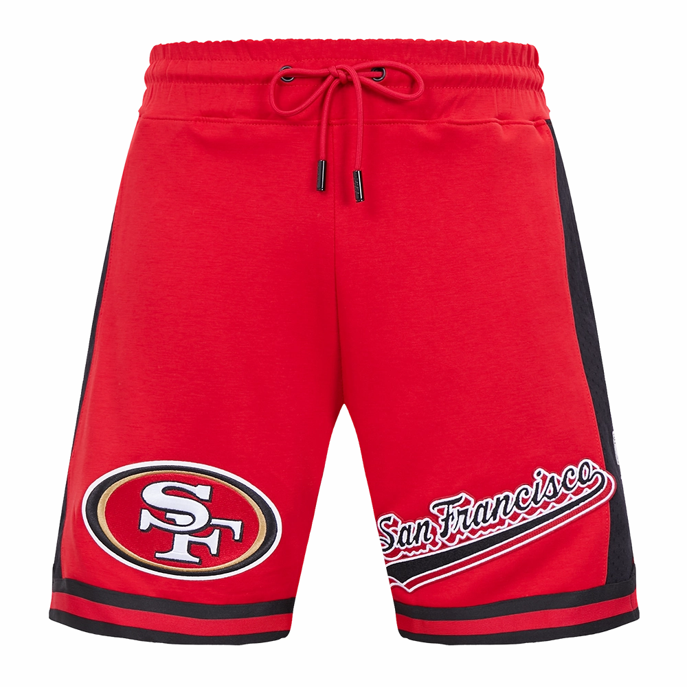 NFL SAN FRANCISCO 49ERS SCRIPT TAIL MEN'S DOUBLE KNIT 2.0 SHORT (RED/BLACK)