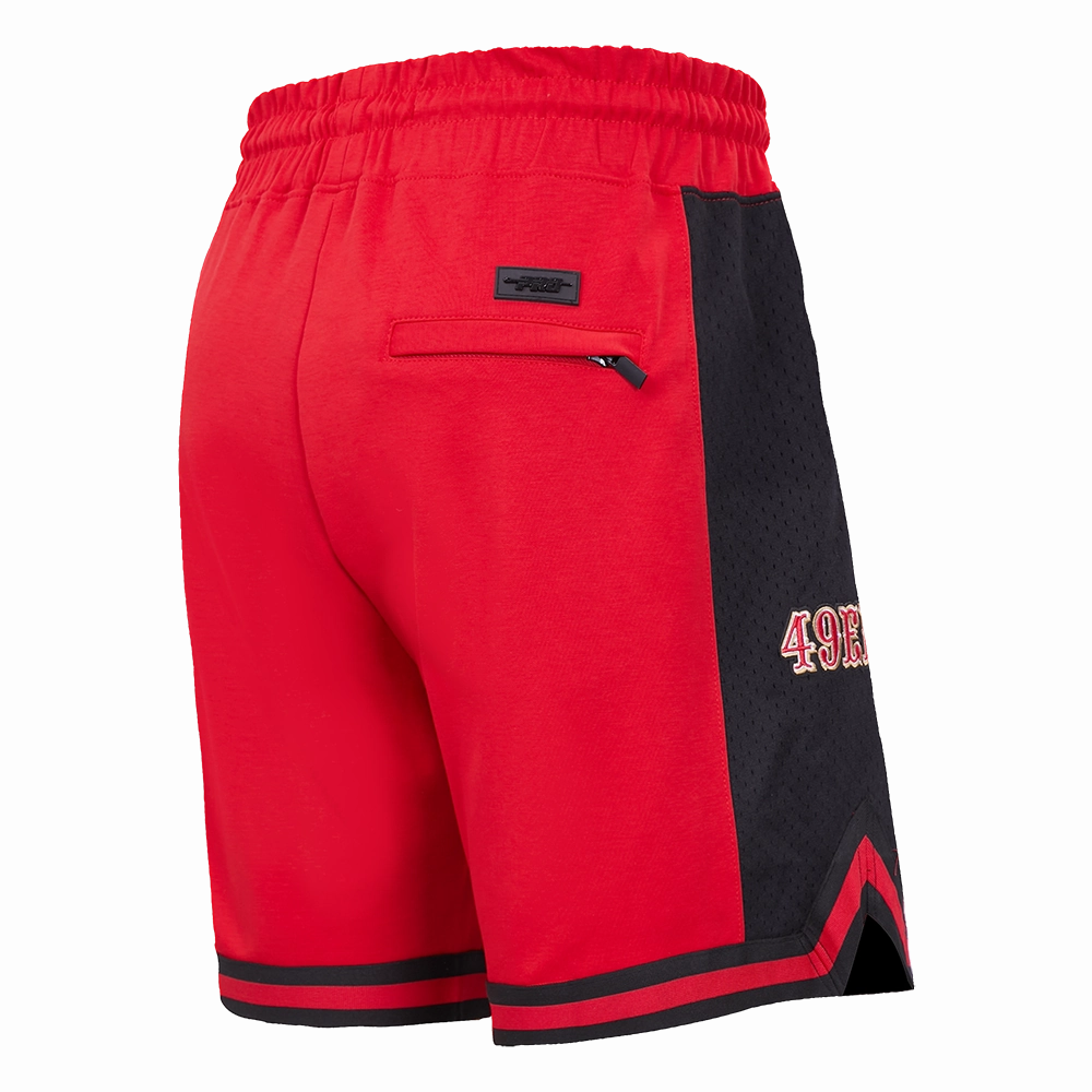 NFL SAN FRANCISCO 49ERS SCRIPT TAIL MEN'S DOUBLE KNIT 2.0 SHORT (RED/BLACK)