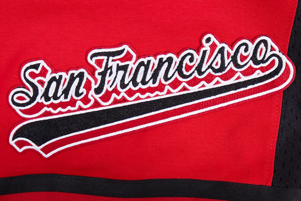 NFL SAN FRANCISCO 49ERS SCRIPT TAIL MEN'S DOUBLE KNIT 2.0 SHORT (RED/BLACK)