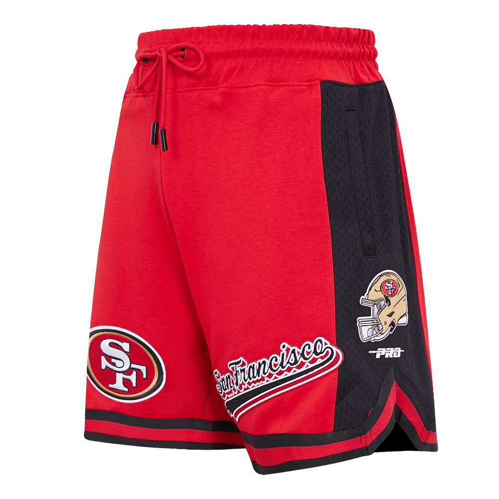 NFL SAN FRANCISCO 49ERS SCRIPT TAIL MEN'S DOUBLE KNIT 2.0 SHORT (RED/BLACK)