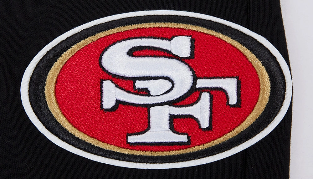 NFL SAN FRANCISCO 49ERS SCRIPT TAIL MEN'S RIB FLEECE SWEATPANT (BLACK/RED/BLACK)