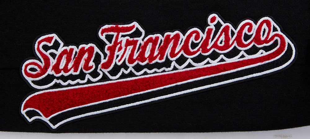 NFL SAN FRANCISCO 49ERS SCRIPT TAIL MEN'S RIB FLEECE SWEATPANT (BLACK/RED/BLACK)