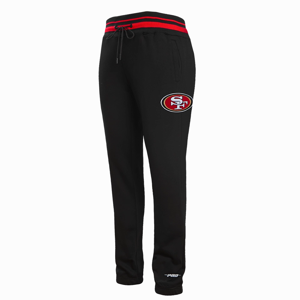 NFL SAN FRANCISCO 49ERS SCRIPT TAIL MEN'S RIB FLEECE SWEATPANT (BLACK/RED/BLACK)