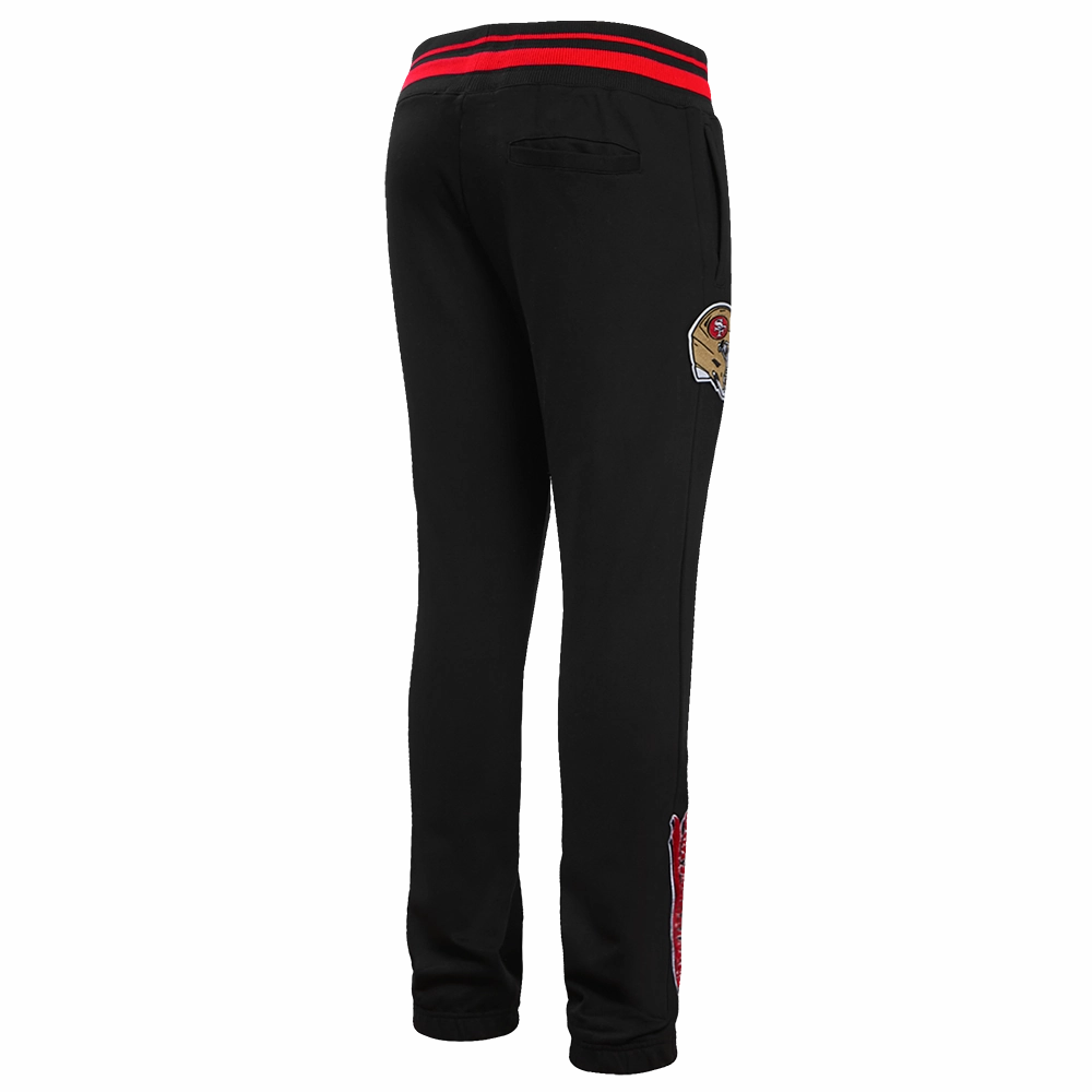 NFL SAN FRANCISCO 49ERS SCRIPT TAIL MEN'S RIB FLEECE SWEATPANT (BLACK/RED/BLACK)