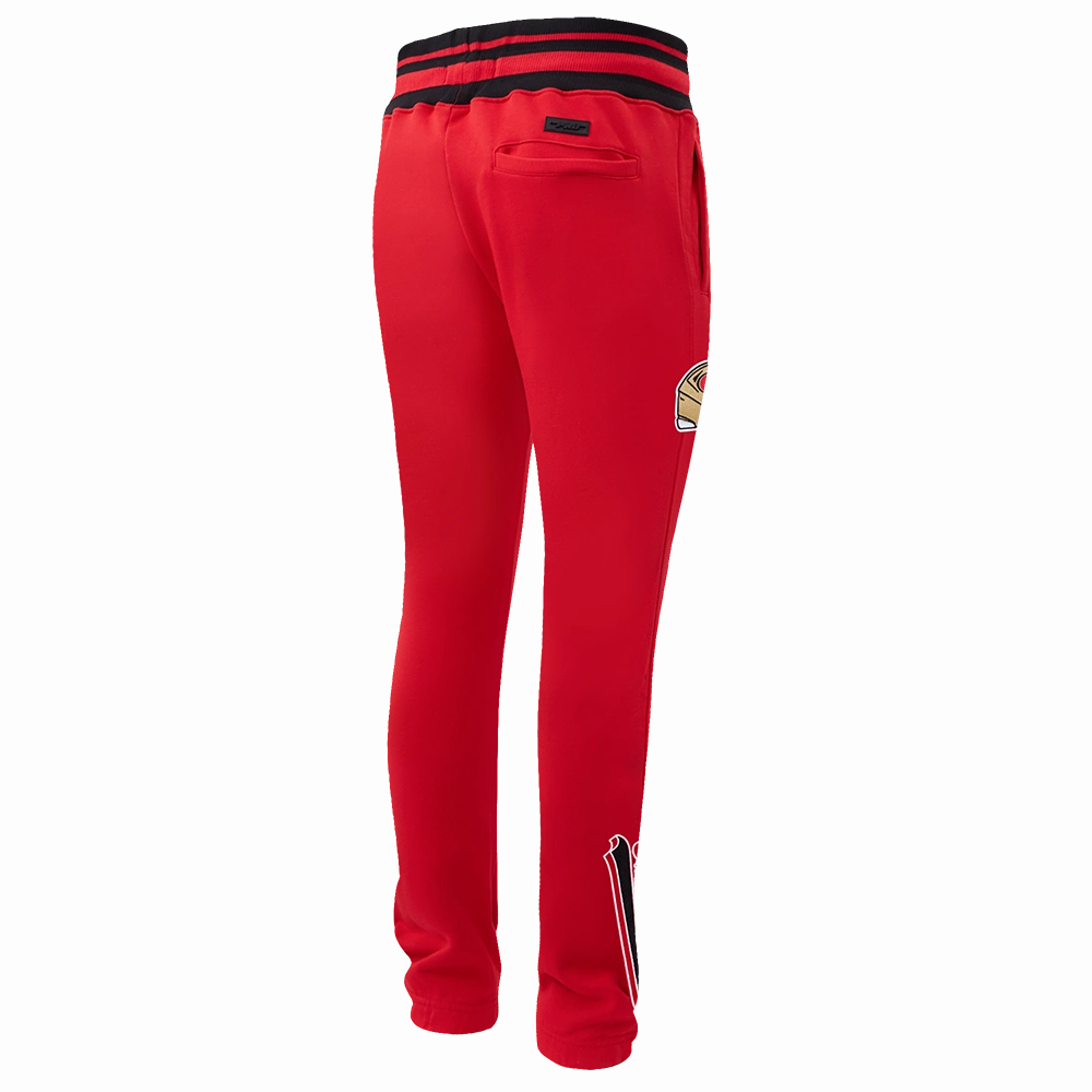 NFL SAN FRANCISCO 49ERS SCRIPT TAIL MEN'S RIB FLEECE SWEATPANT (RED/BLACK)
