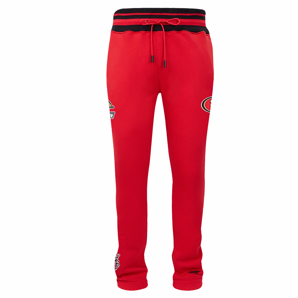 NFL SAN FRANCISCO 49ERS SCRIPT TAIL MEN'S RIB FLEECE SWEATPANT (RED/BLACK)