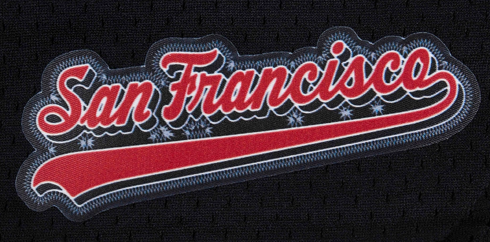 NFL SAN FRANCISCO 49ERS SCRIPT TAIL WOMEN'S MESH TAPE SHORT (BLACK)