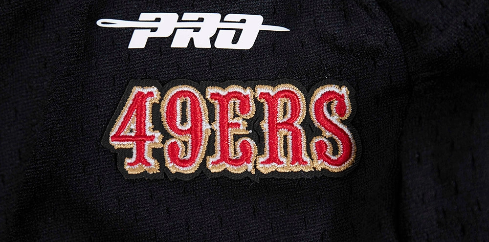NFL SAN FRANCISCO 49ERS SCRIPT TAIL WOMEN'S MESH TAPE SHORT (BLACK)