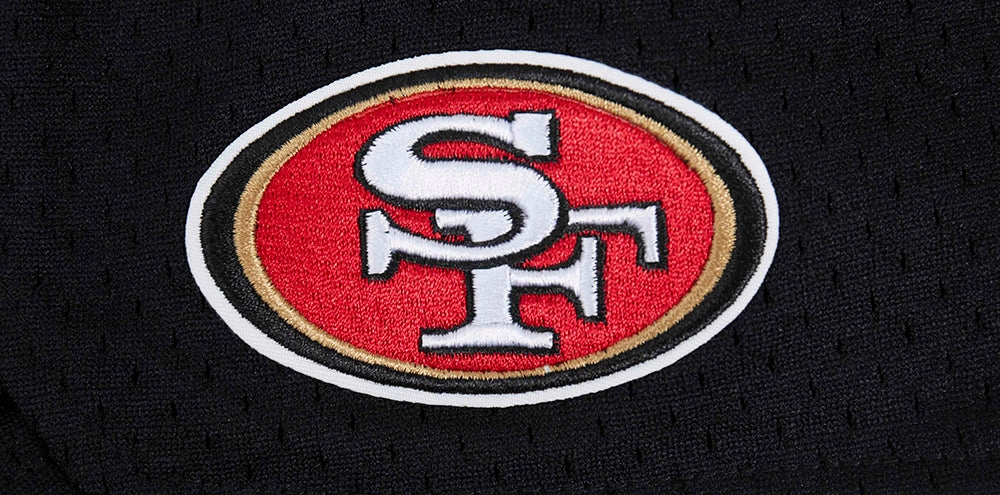 NFL SAN FRANCISCO 49ERS SCRIPT TAIL WOMEN'S MESH TAPE SHORT (BLACK)