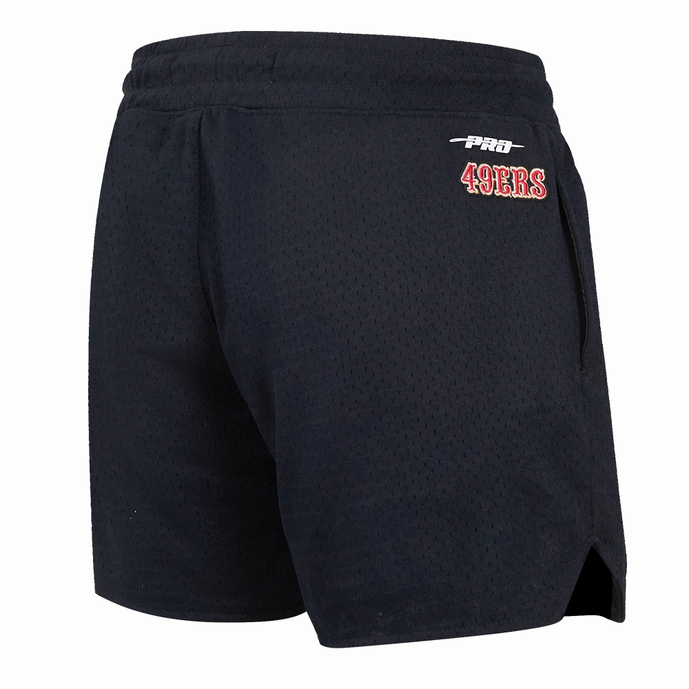 NFL SAN FRANCISCO 49ERS SCRIPT TAIL WOMEN'S MESH TAPE SHORT (BLACK)
