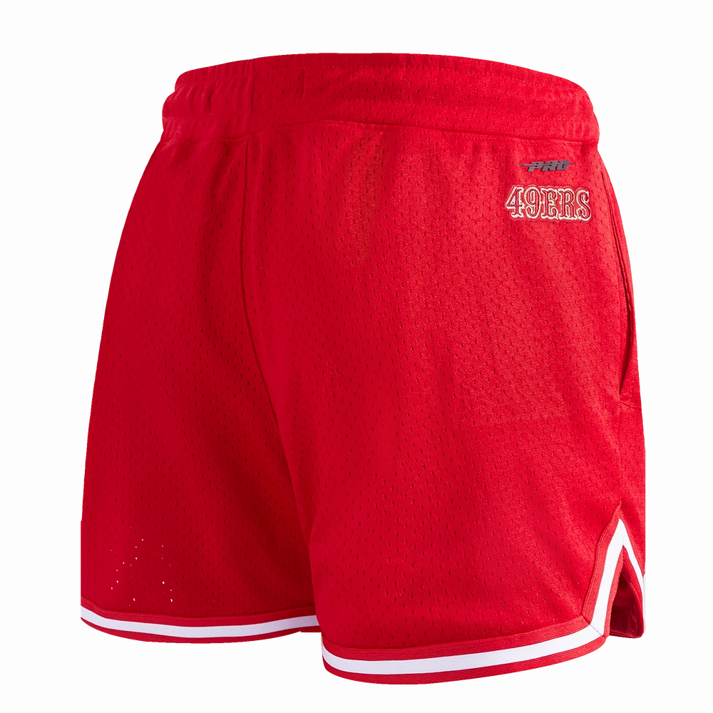 NFL SAN FRANCISCO 49ERS SCRIPT TAIL WOMEN'S MESH TAPE SHORT (RED)