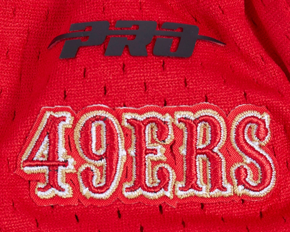 NFL SAN FRANCISCO 49ERS SCRIPT TAIL WOMEN'S MESH TAPE SHORT (RED)