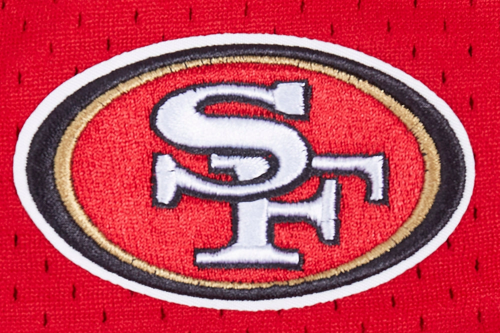 NFL SAN FRANCISCO 49ERS SCRIPT TAIL WOMEN'S MESH TAPE SHORT (RED)