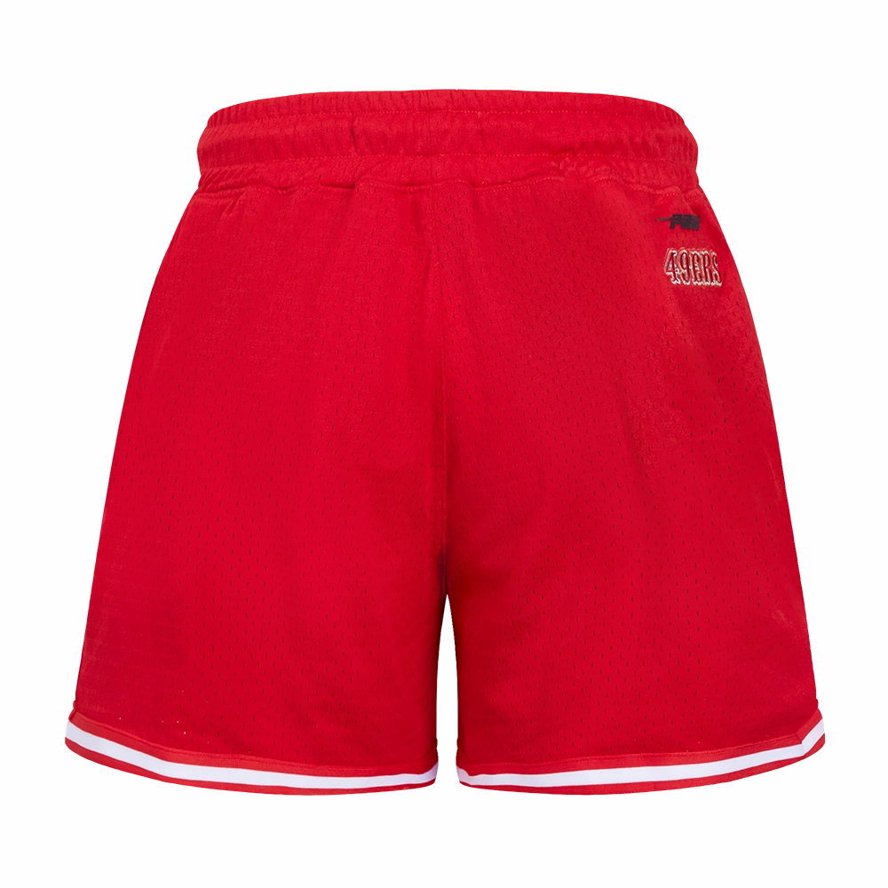 NFL SAN FRANCISCO 49ERS SCRIPT TAIL WOMEN'S MESH TAPE SHORT (RED)