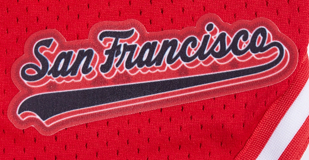 NFL SAN FRANCISCO 49ERS SCRIPT TAIL WOMEN'S MESH TAPE SHORT (RED)