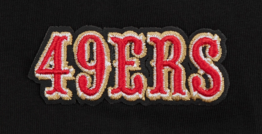 NFL SAN FRANCISCO 49ERS SCRIPT TAIL WOMEN'S SINGLE JERSEY BOXY TEE (BLACK)