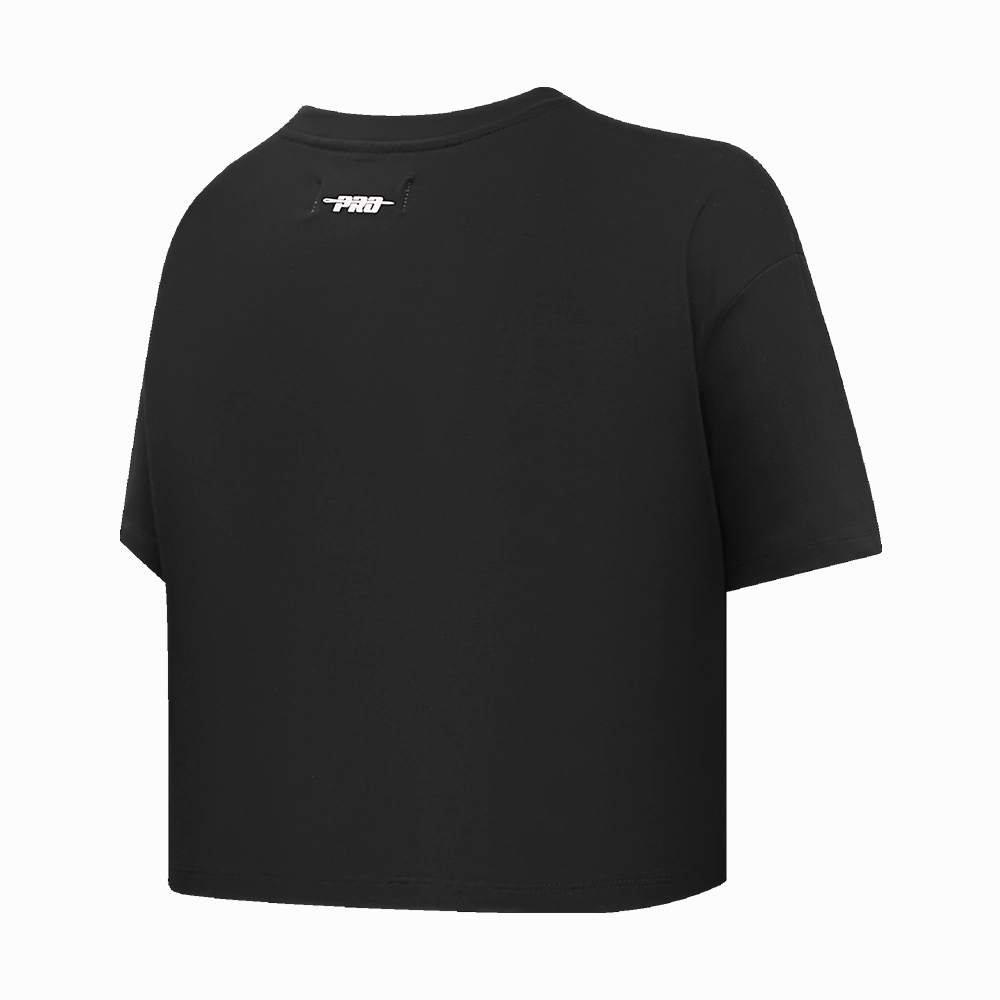 NFL SAN FRANCISCO 49ERS SCRIPT TAIL WOMEN'S SINGLE JERSEY BOXY TEE (BLACK)