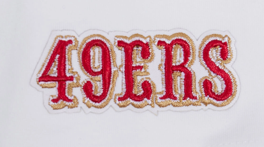 NFL SAN FRANCISCO 49ERS SCRIPT TAIL WOMEN'S SINGLE JERSEY BOXY TEE (WHITE)