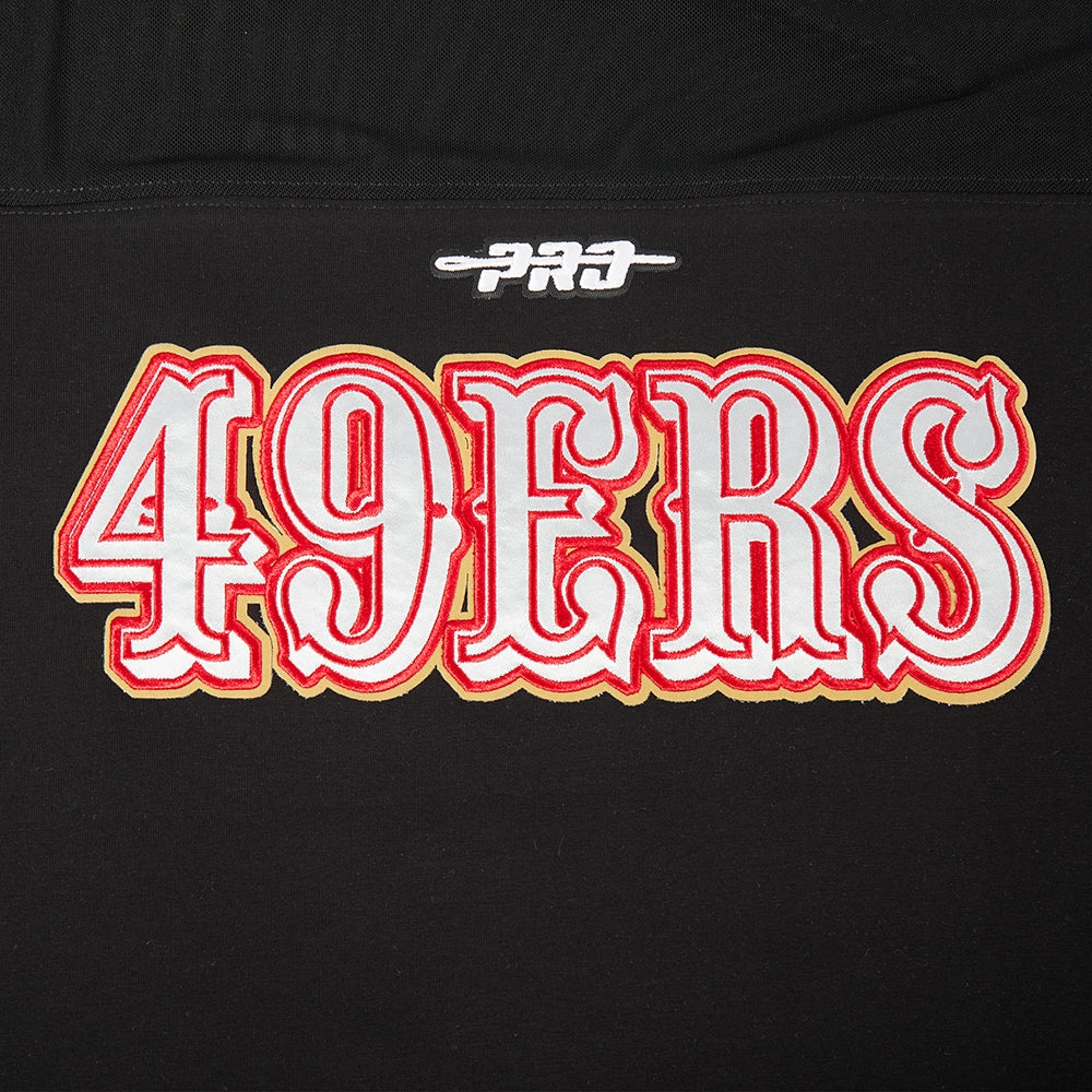 NFL SAN FRANCISCO 49ERS SHEER INFLUENCE WOMEN'S SHEER BOXY TEE (BLACK)