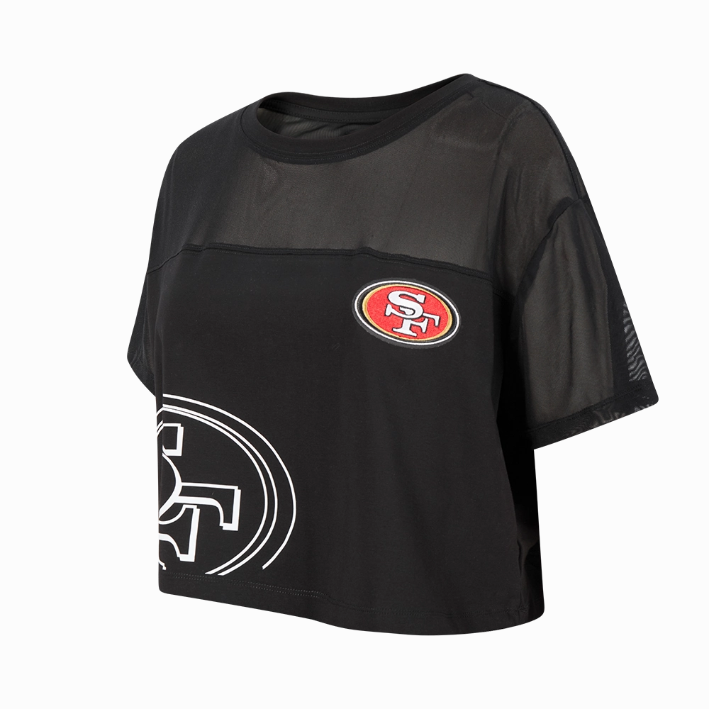 NFL SAN FRANCISCO 49ERS SHEER INFLUENCE WOMEN'S SHEER BOXY TEE (BLACK)
