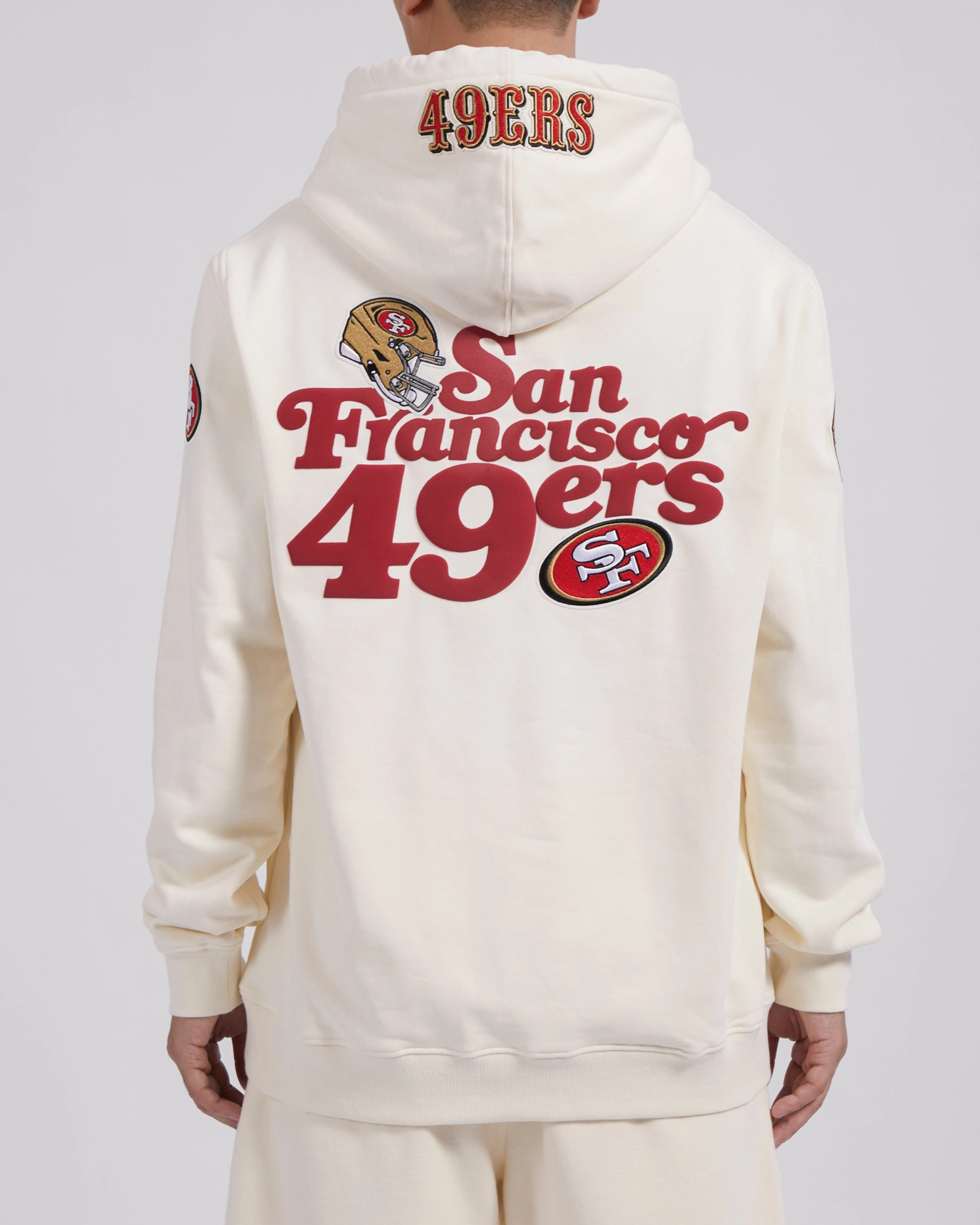 NFL SAN FRANCISCO 49ERS SOUVENIR MEN'S FLEECE PULLOVER HOODIE (EGGSHELL)