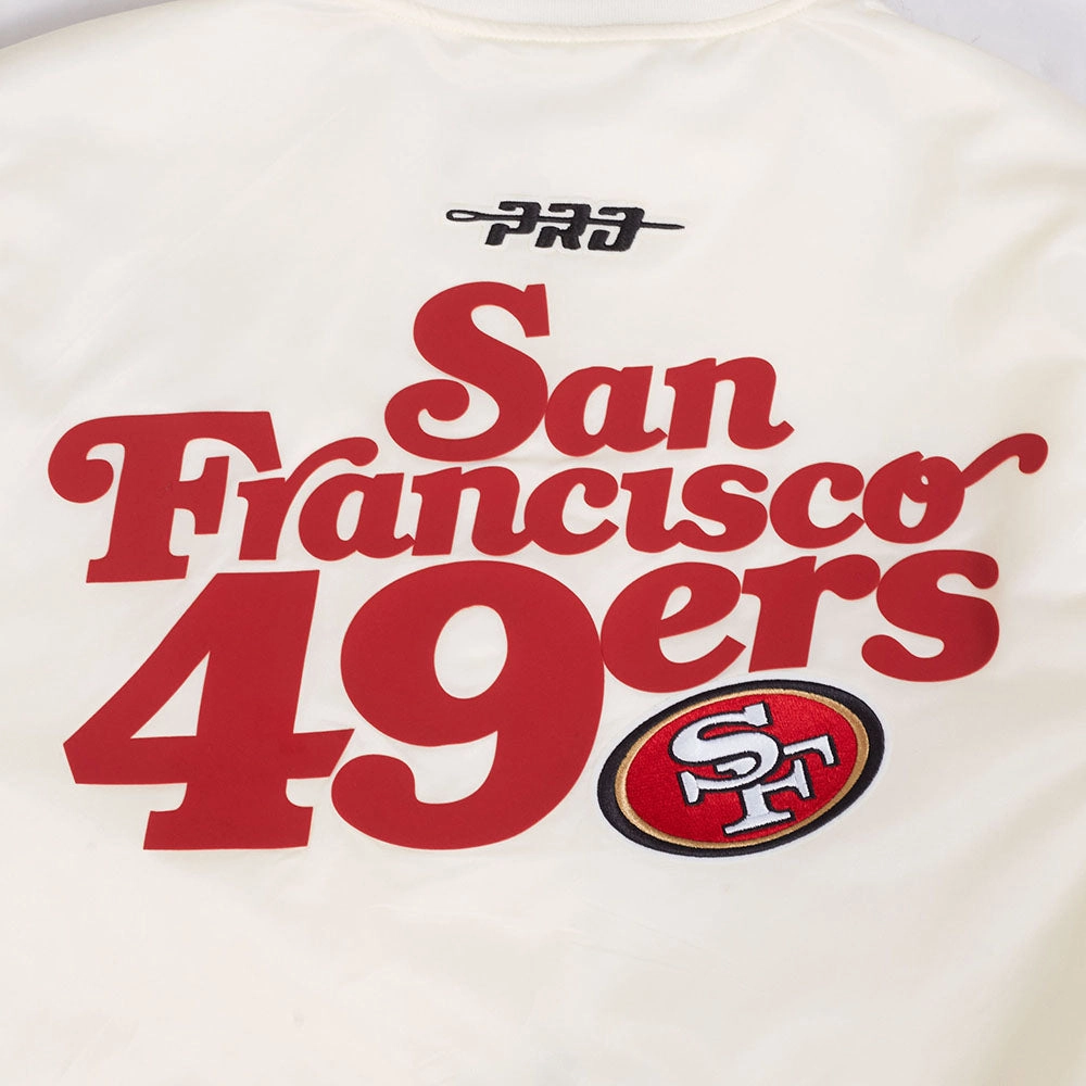 NFL SAN FRANCISCO 49ERS SOUVENIR MEN'S SATIN JACKET (EGGSHELL)